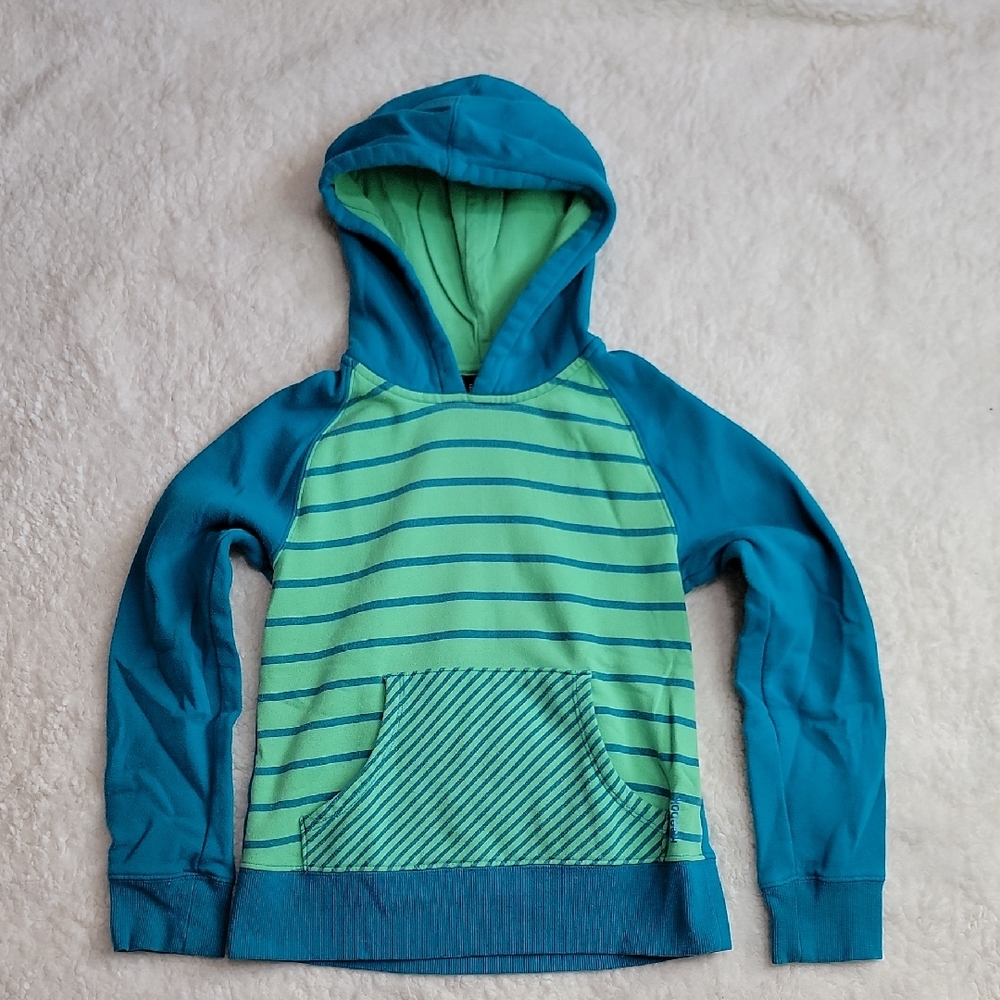 Reebok S Green Blue Striped Hoodie